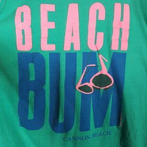 Vtg 90s Beach Bum Cannon Beach Tank Top XL Green